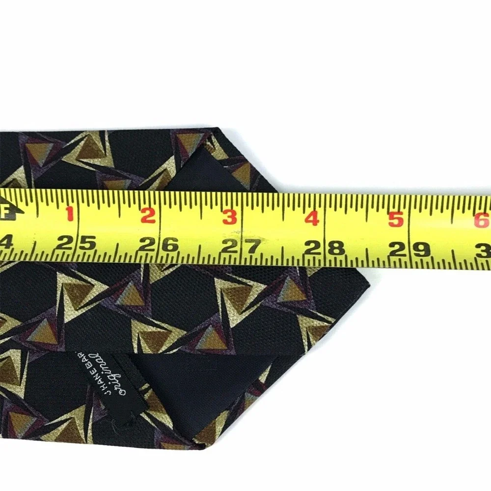 Jhane Barnes Luxury Tie Men's Purple Beige Print Geometric Fine Necktie JAPAN